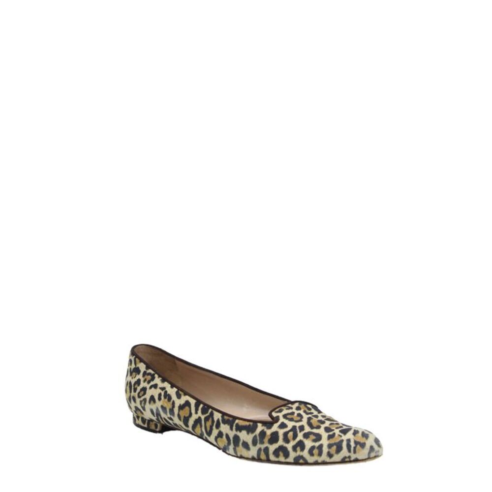 Manolo Blahnik Women's Pointed Toe Animal Print Loafers Shoes Size 37.5